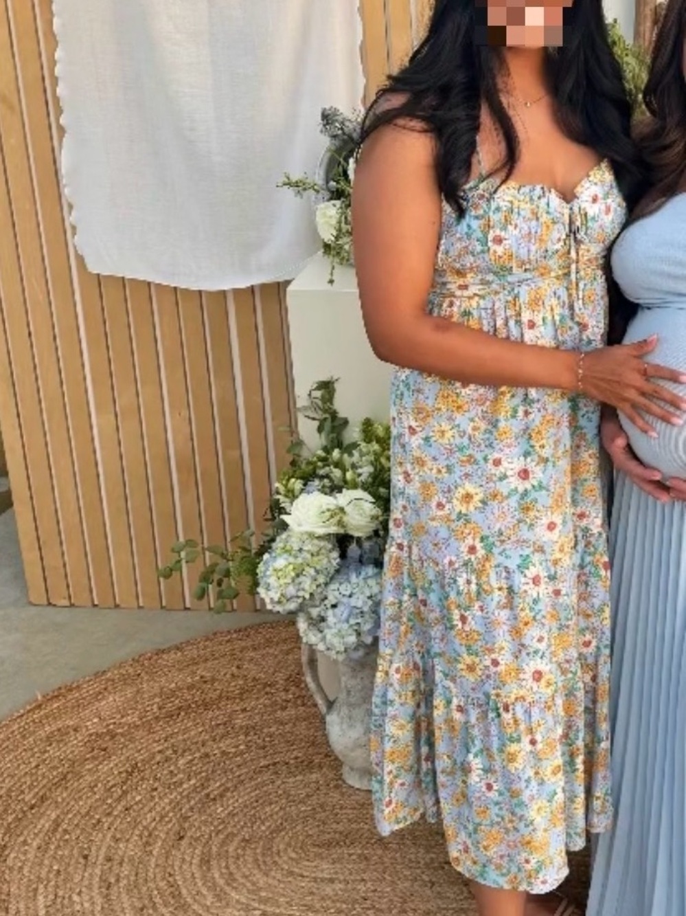 Summer Daisy Tiered Midi Dress - Light Blue Floral - Picture 4 of 4